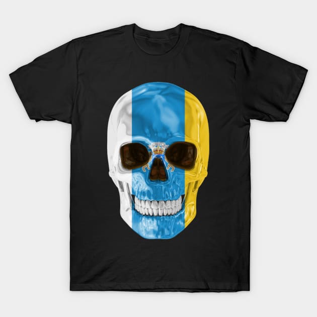 Canary Islands (Spain) Flag Skull - Gift for  With Roots From Canary Islands (Spain) T-Shirt by Country Flags